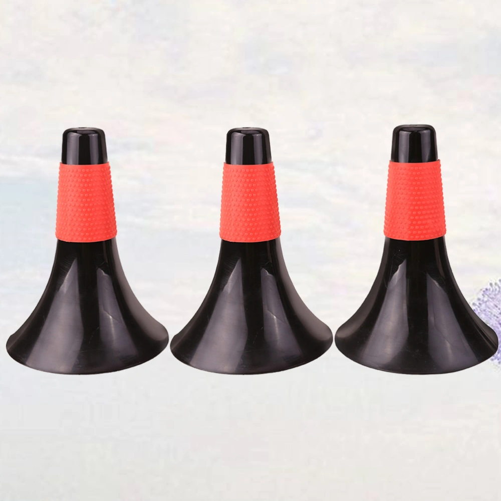 3 Pcs Black Spot Marker Cones Strong Toughness Horn Cones Sign Barrel Skating Flat Base Cone Windproof Football Obstacle (Red Cover Style)