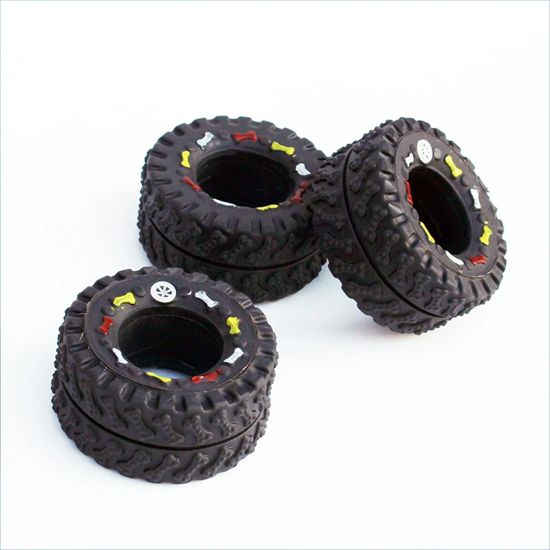 3pcs Pet Dog Puppy Dog Toys Tire Shape Bite Resistant Interactive Chew Sound Squeaky Play Toy