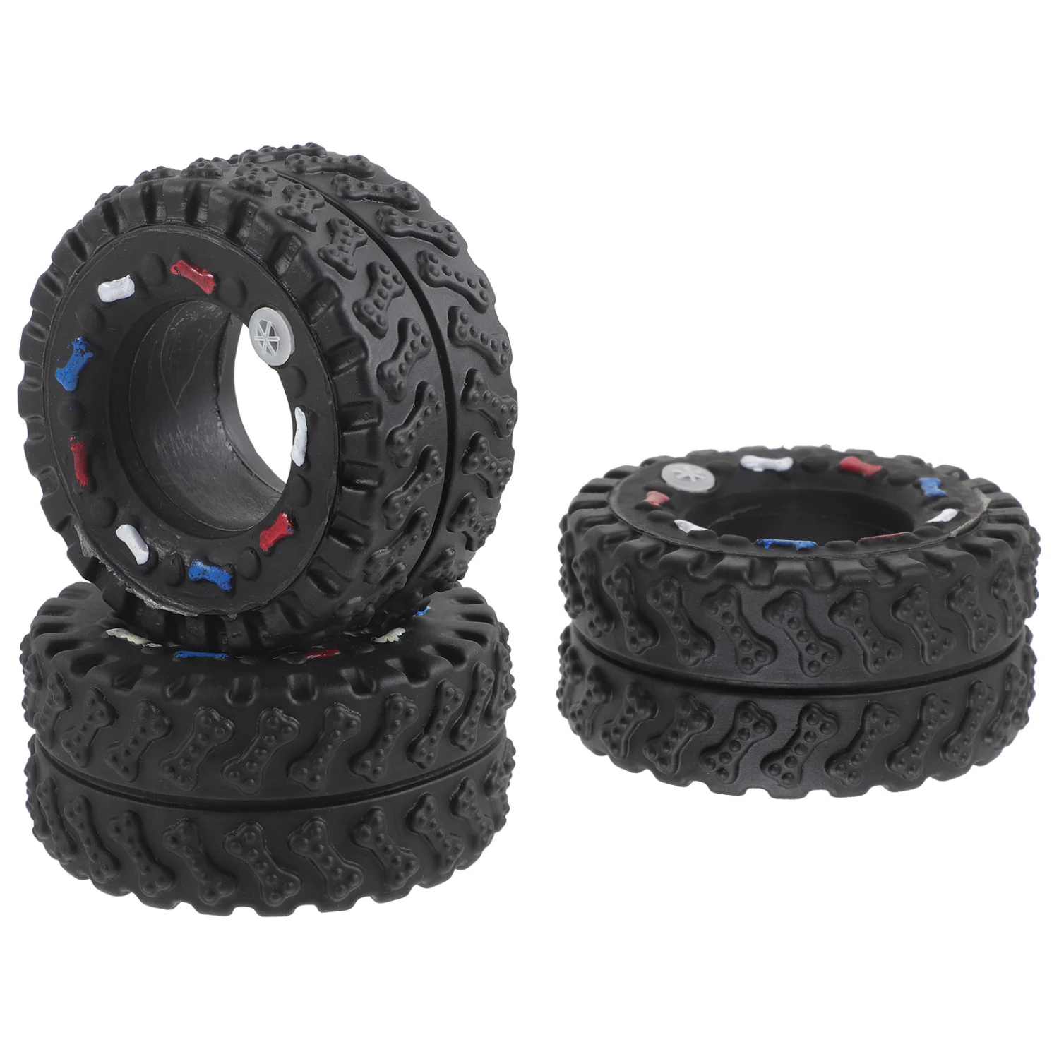 3pcs Pet Dog Puppy Dog Toys Tire Shape Bite Resistant Interactive Chew Sound Squeaky Play Toy