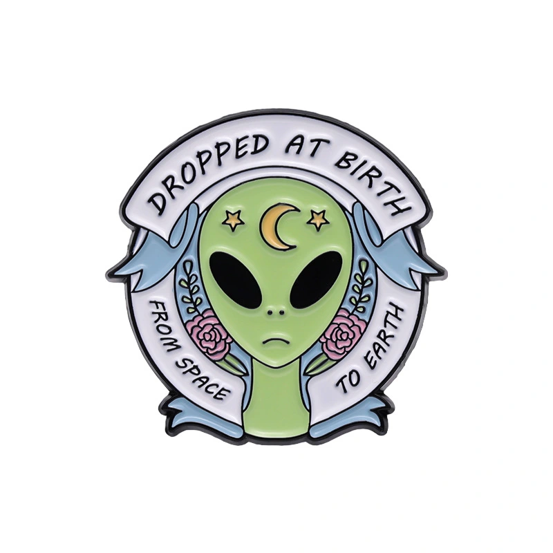 5pcs Enamel Pins Cartoon Brooch Pins Women UFO Brooches Spaceship Alien Brooches