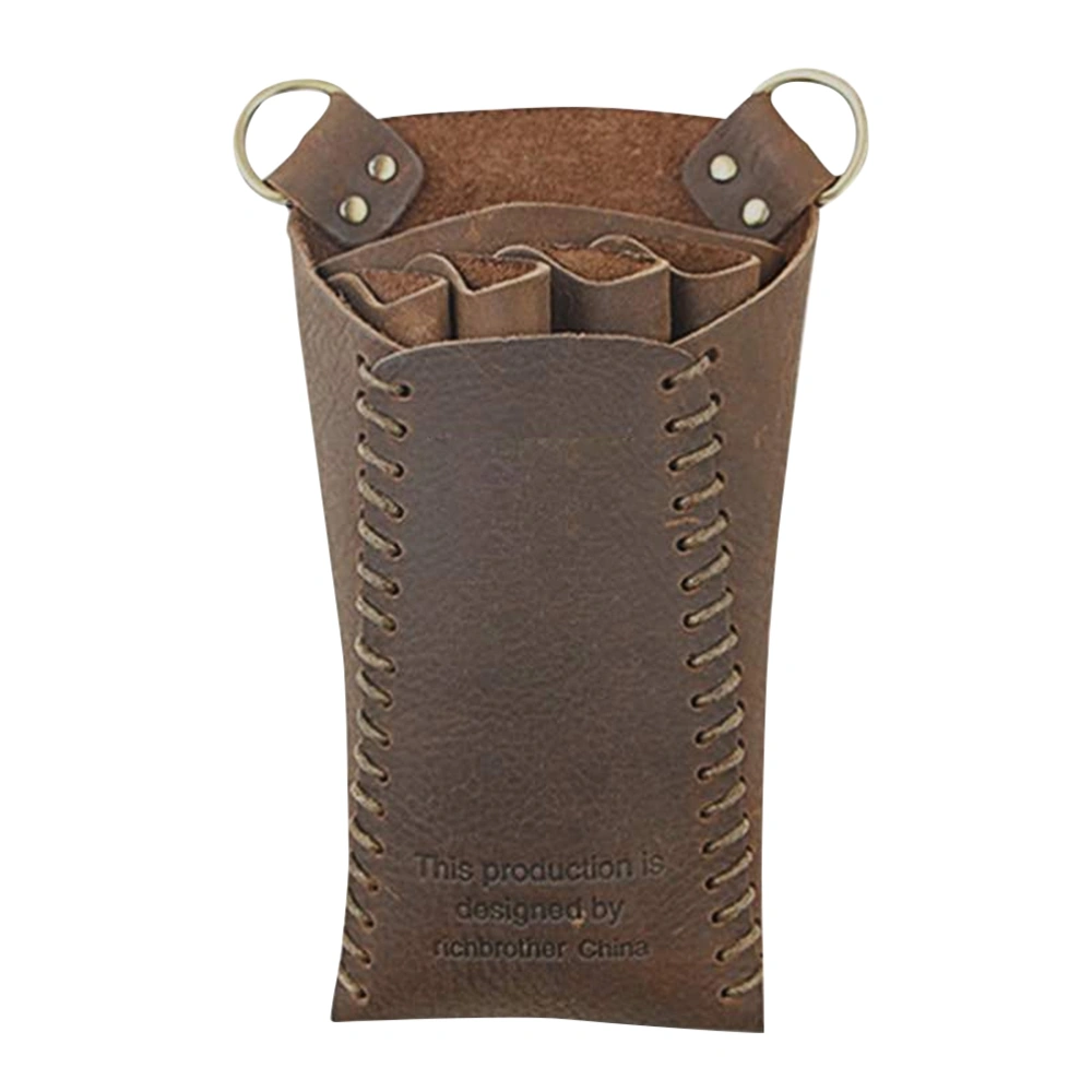 Detachable Salon Barber Comb Pouch Scissors Bag Leather Hairdressing Scissors Kit Bag Scissors Pockets Hairstylist Holster Pouch Holder Tool (Brown)