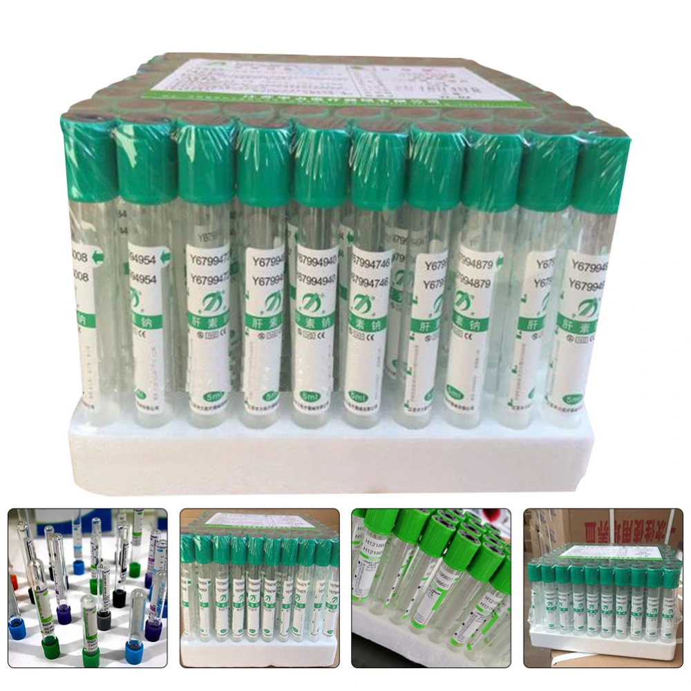 100pcs Vacuum Blood Collection Tubes Heparin Sodium Tubes Glass Laboratory Tubes