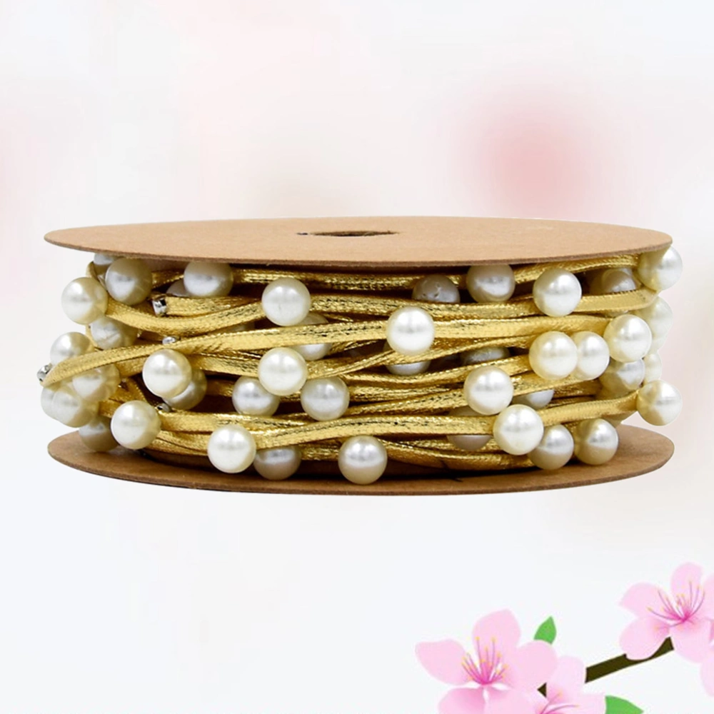 3m Festival Leather Rope Wrapping Rope with Beads Gift Decoration Material for Christmas Wedding Birthday (Golden 6mm)