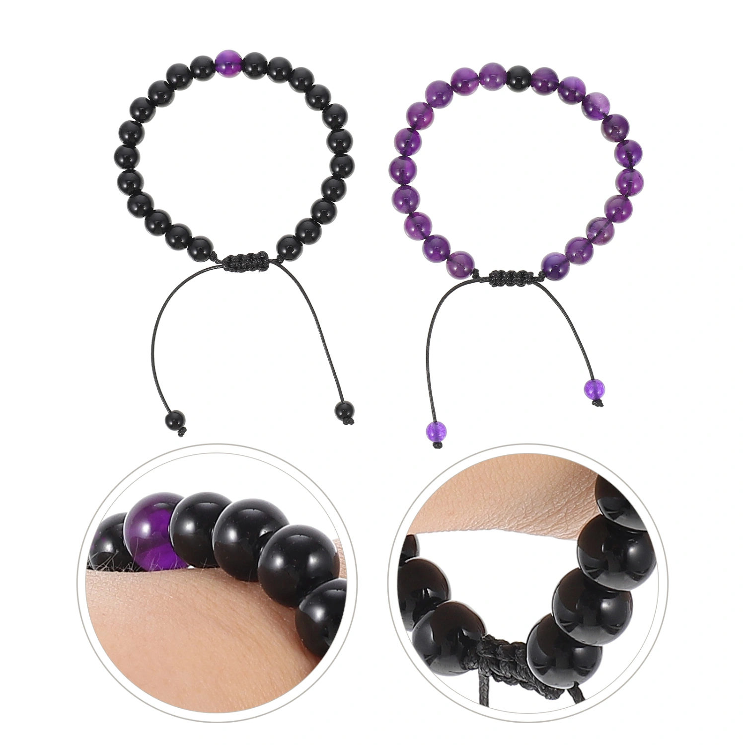 2Pcs Decorative Stone Bracelets Delicate Beaded Bracelets Wear-resistant Matching Bracelets