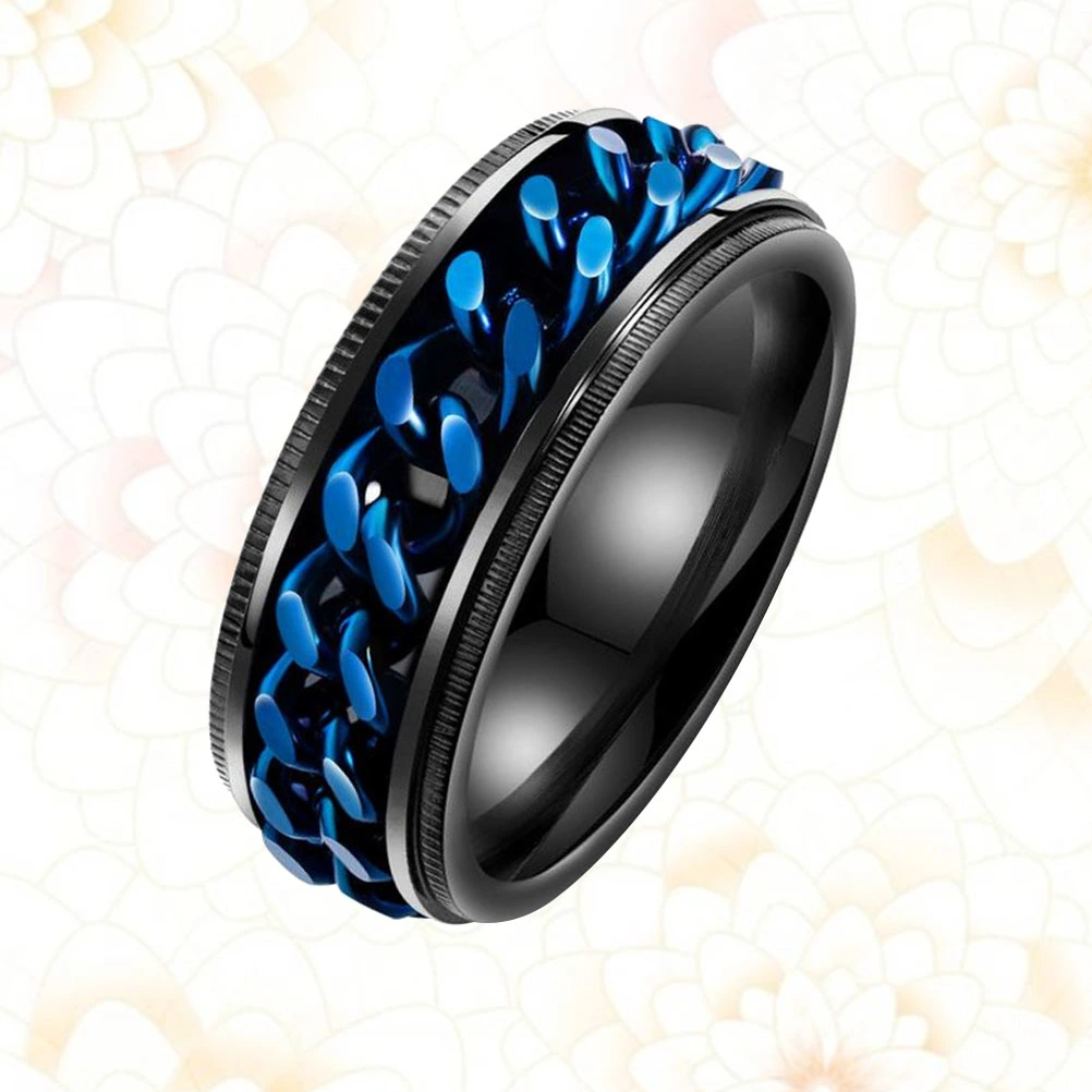 Creative Men's Titanium Steel Ring Chain Rotating Ring Titanium Steel Finger Ring Retro Man Ring