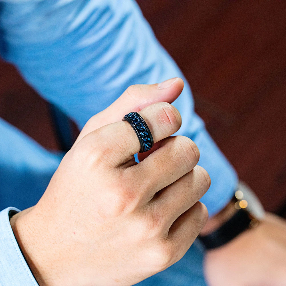Creative Men's Titanium Steel Ring Chain Rotating Ring Titanium Steel Finger Ring Retro Man Ring