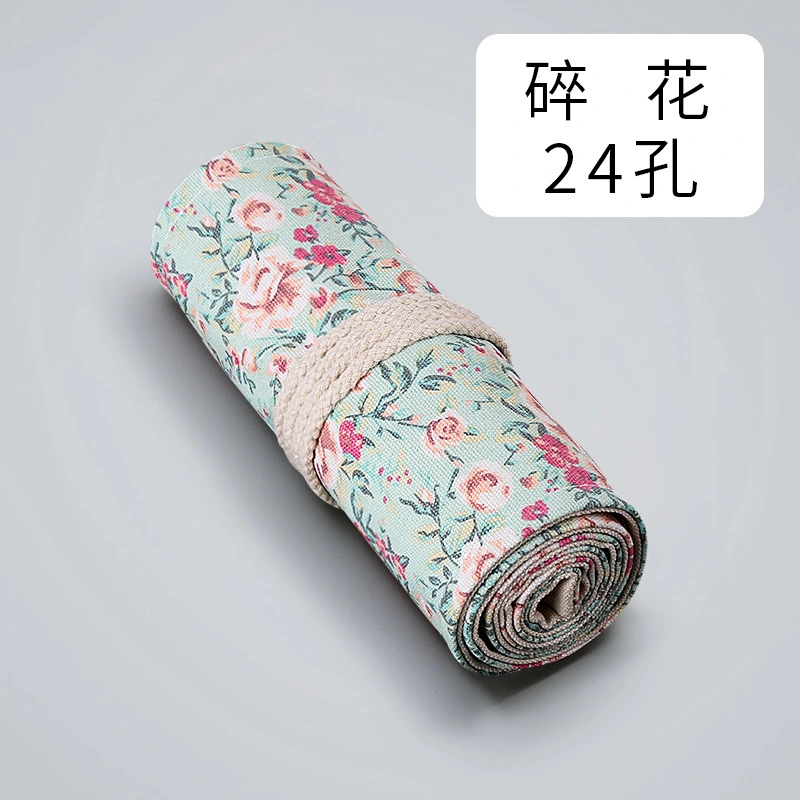 Roll Up Pens Pouch Canvas Pen Roll Up Bag Canvas Pencil Bag Portable Pencil Roll Pencil Wrap Pouch