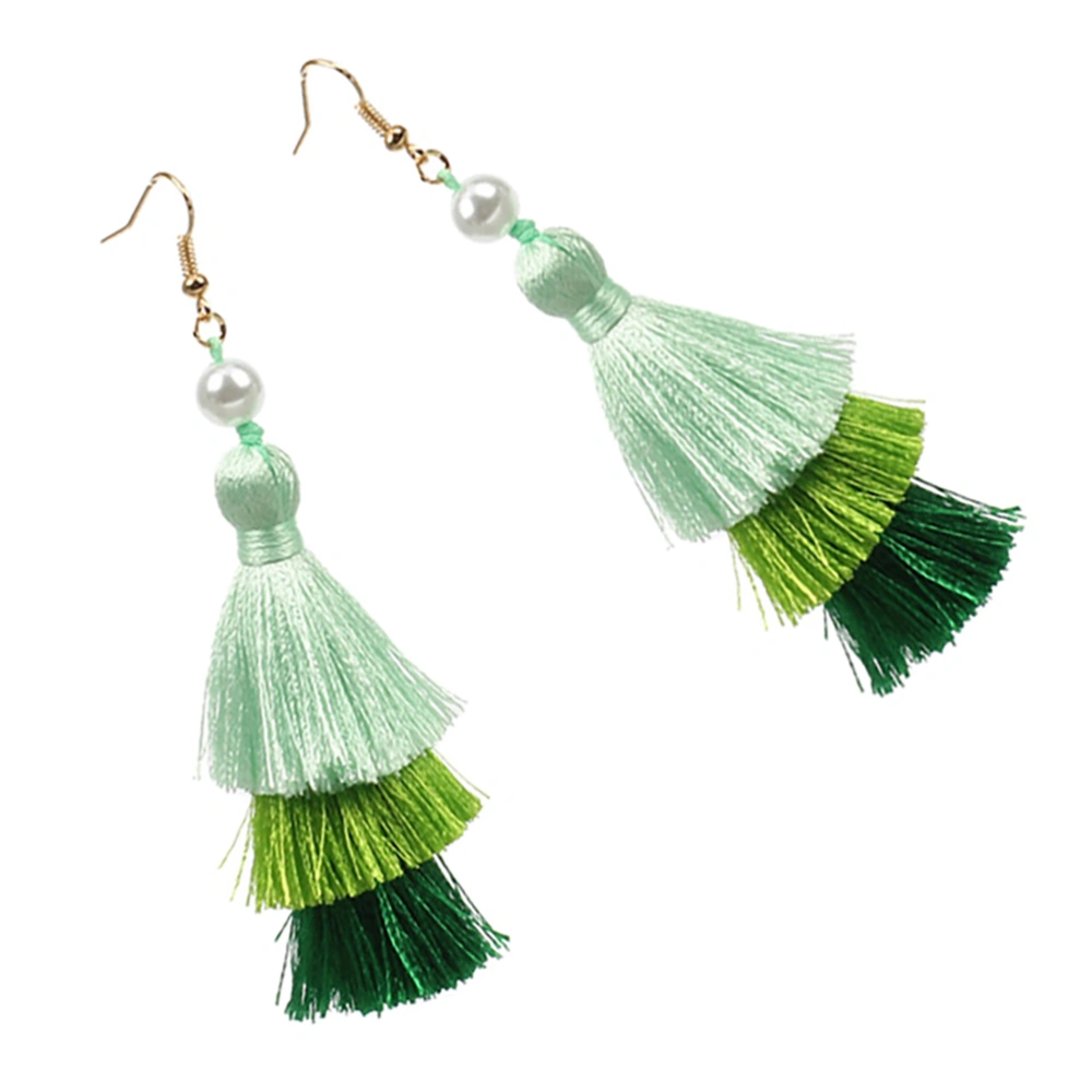 1 Pair Creative Tassel Earrings Thread Tassel Dangle Earrings for Women (Random Color)