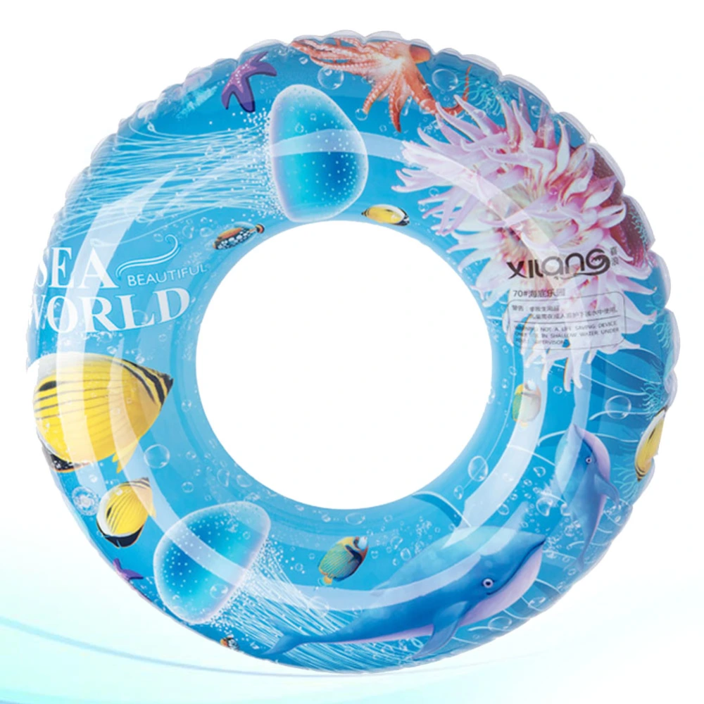 1Pc Inflatable Thickened PVC Swimming Ring for Adults Kids Water Paddling Accessories 90cm (Blue)