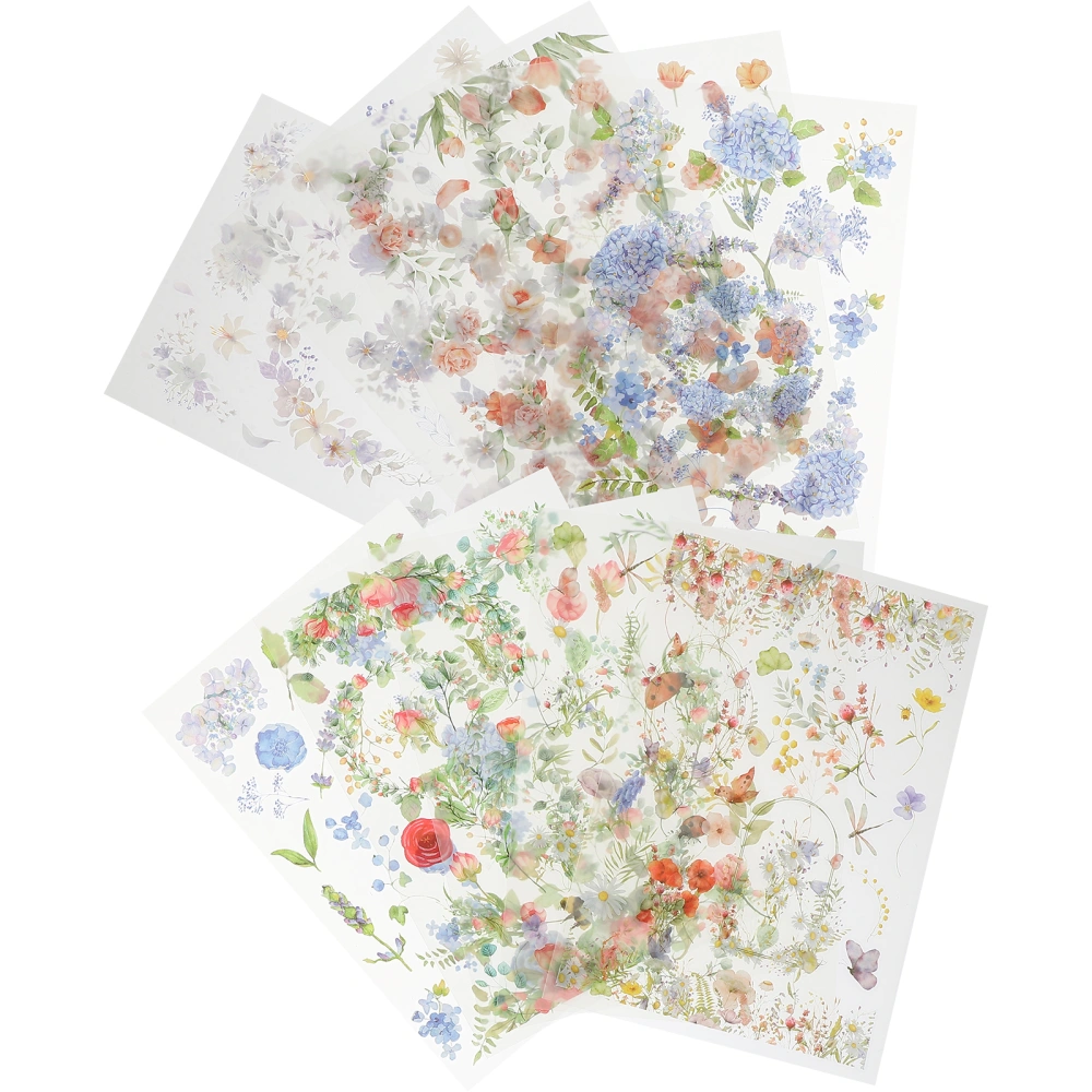 5pcs Delicate Flower Transfers Stickers Floral Series Stickers Floral Decorative Decals