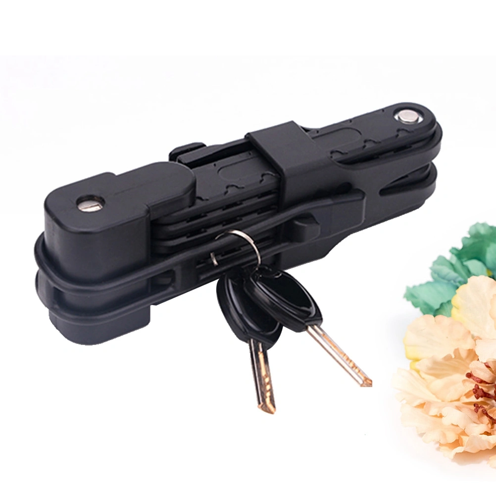 Universal Folding Lock Steel Bike Lock Security Cable Lock Anti-Theft Combination Riding Tool for MTB Road Bike (Black)