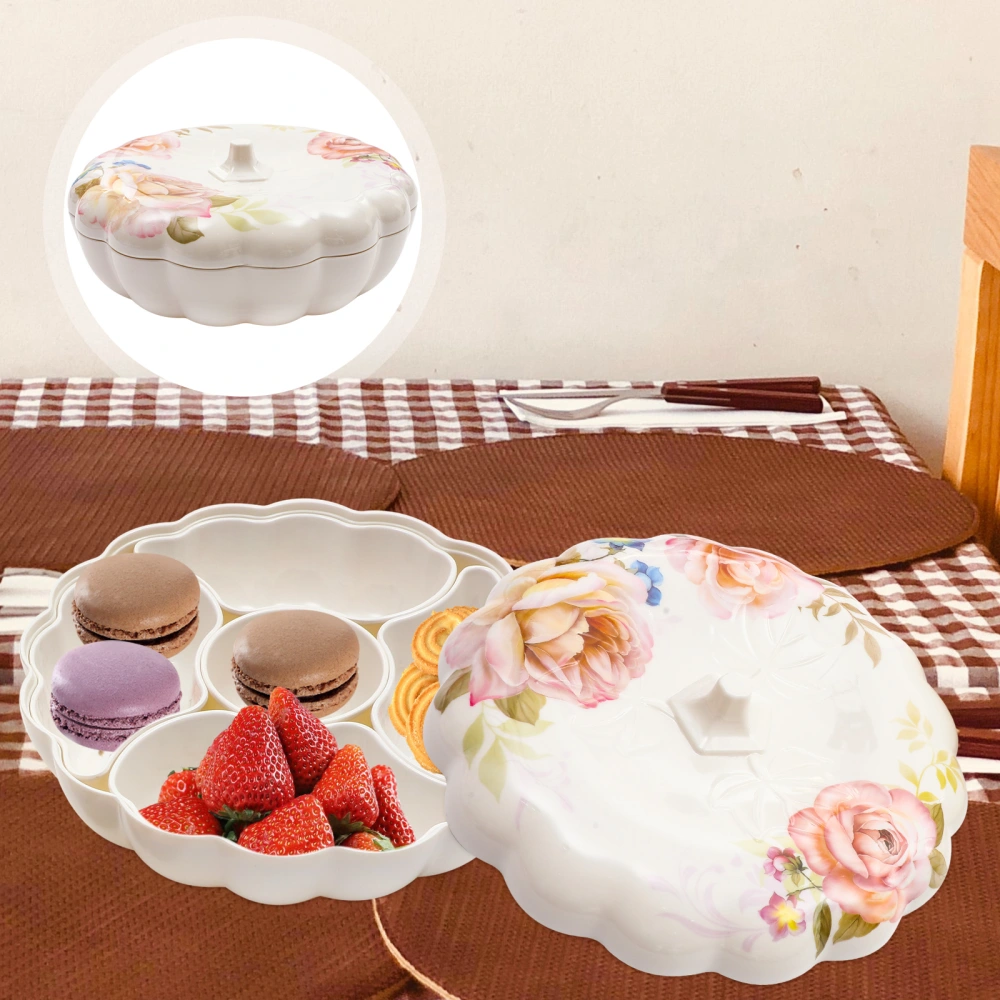 1 Set of Dried Fruit Plate Pumpkin Shape Dessert Fruit Plate Snack Serving Tray with Lid