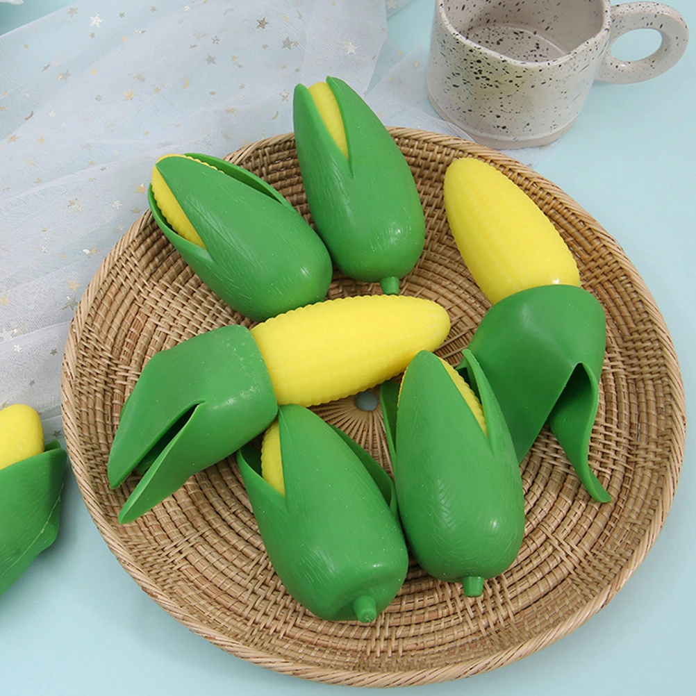 4pcs Vegetable Stretchy Toys Funny Corn Designed Decompression Toys Corn Shape Squeeze Toys