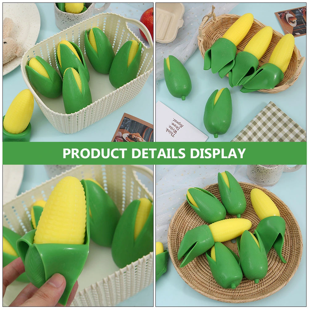 4pcs Vegetable Stretchy Toys Funny Corn Designed Decompression Toys Corn Shape Squeeze Toys
