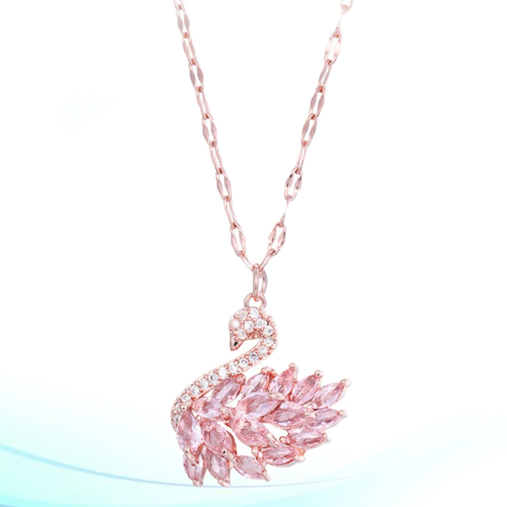 Zircon Necklace Fashion Choker Elegant Neck Chain Swan Shaped Necklace Neck Jewelry Pink