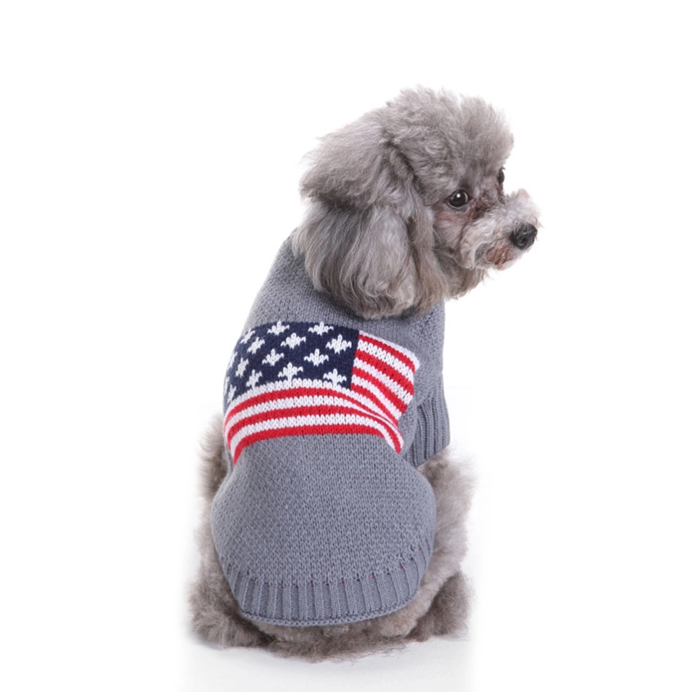 Fashion Turtleneck Dogs Sweater Christmas Pet Knitted Sweater Adorable Puppy Clothes Winter Warm Pet Costume Party Supplies Size S(Grey)