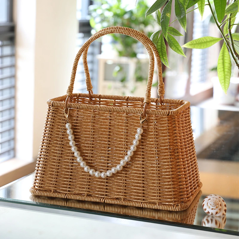 Woven Handbag Tote Bag Summer Beach Bag Hanfu Costume Dress Up Handbag for Women Travel