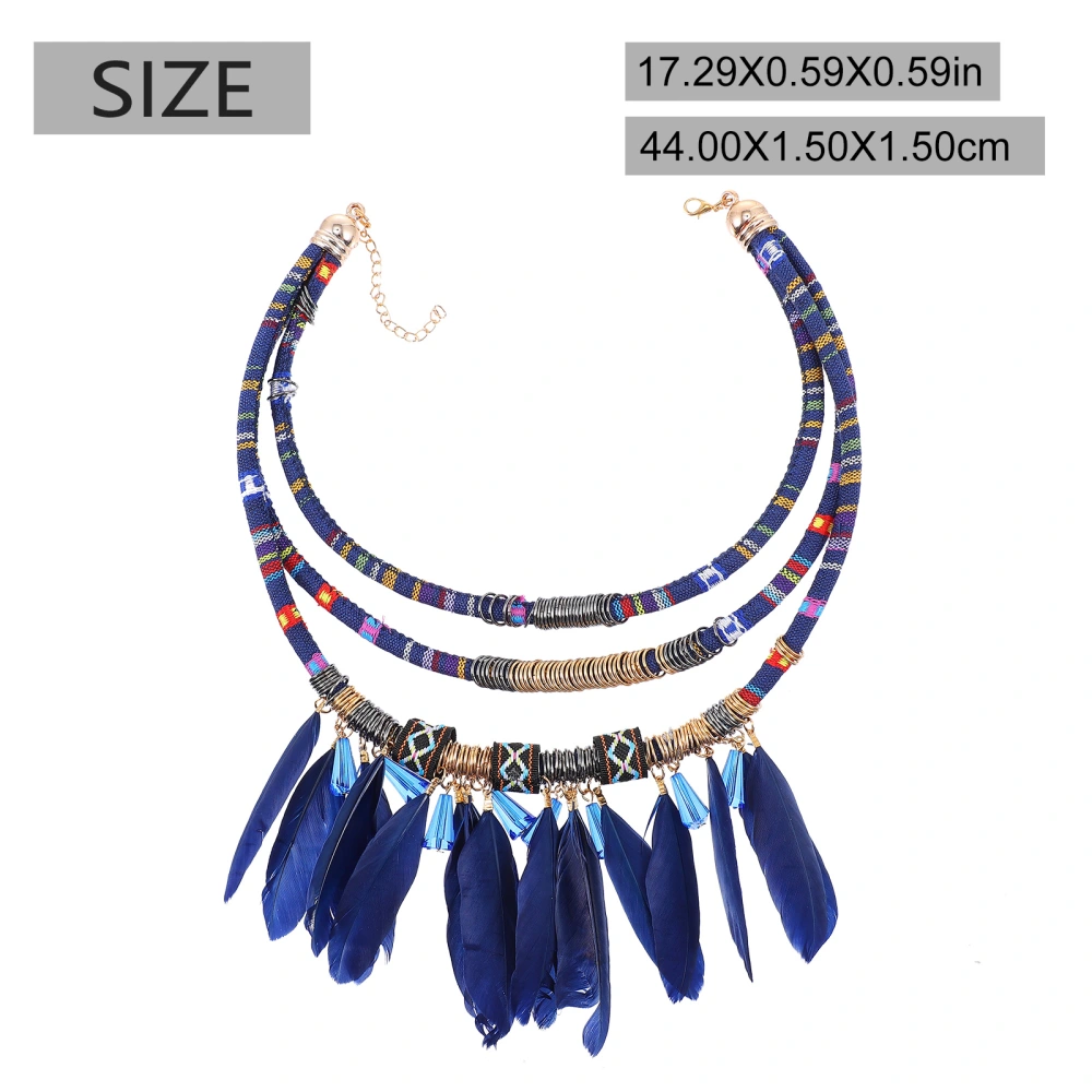 1 Set Jewelry Accessories Earring Necklace Set Fancy Feather Pendant Fringed Necklace