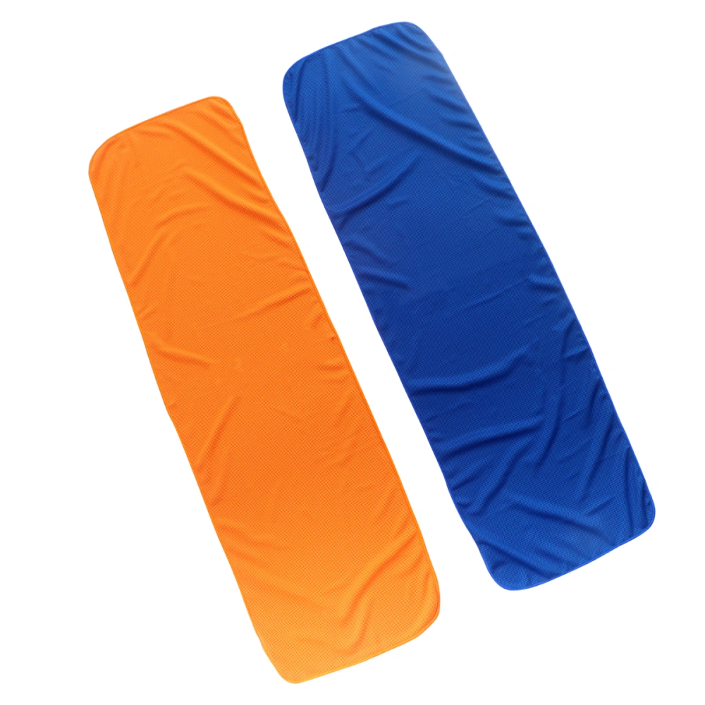 2 Pcs Quick Dry Towel Fitness Sports Microfiber Cooling Towel Sports Supplies for Outdoor Running Camping Yoga Gym (Gem Blue, Orange Style)