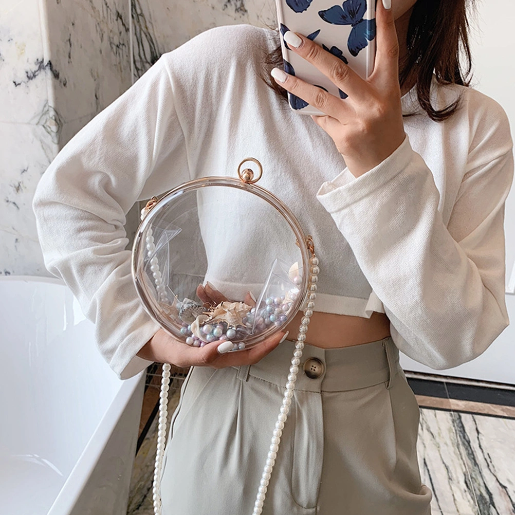 1pc Cross body Pack Small Spherical Bag Pearl Chain Bag Shoulder Bag