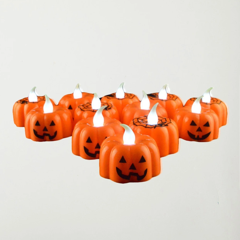 Candle Lantern Pumpkin Lamp Classic LED Light Indoor Halloween Party Decorative Atmosphere Light (Random)