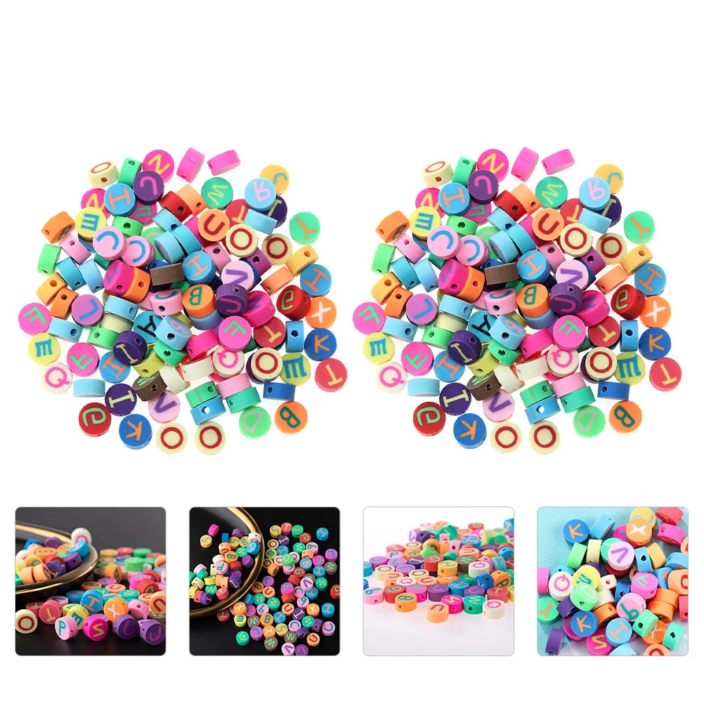 200pcs Polymer Clay Loose Beads Bracelet Making Accessories Craft Beads Charms
