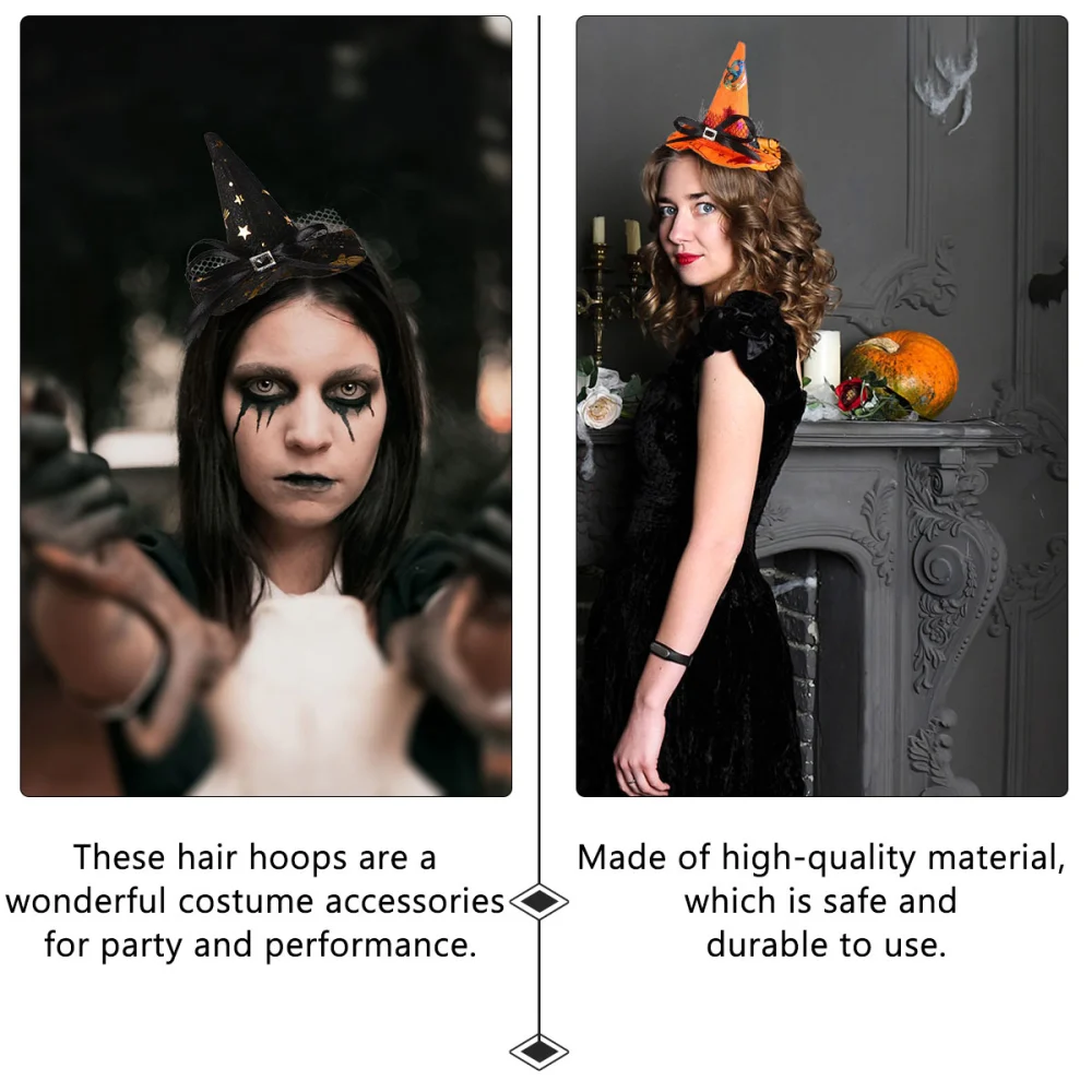 4pcs Witch Hat Hair Party Photo Props Halloween Decorative Headdress