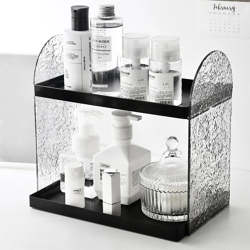 Counter Makeup Organizer 2-Tier Skincare Organizer Desktop Cosmetics Shelf Bathroom Counter Organizer