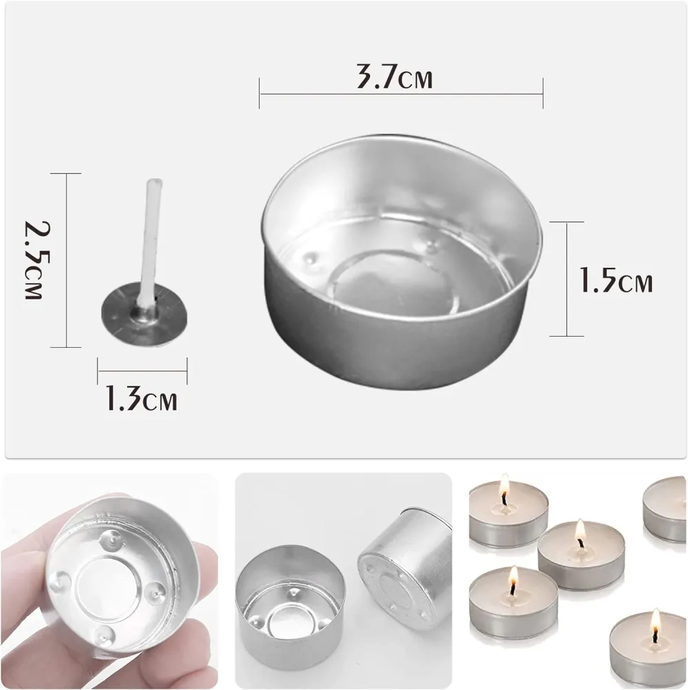 1 Set Aluminum Tea Lights Cups Small Candles Containers Candles Jars with Candles Wicks