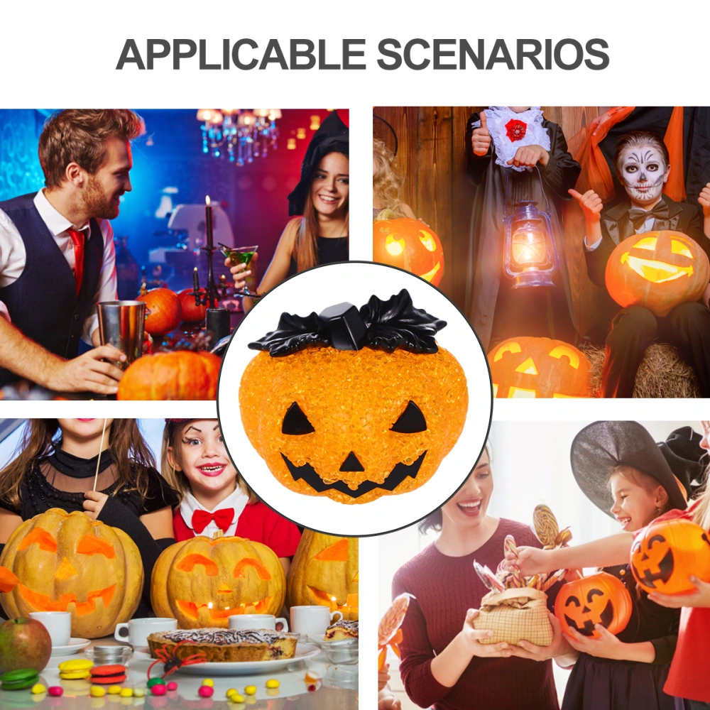 3Pcs Halloween Night Light Simulation Pumpkin Lamp Crystal Desktop Decoration