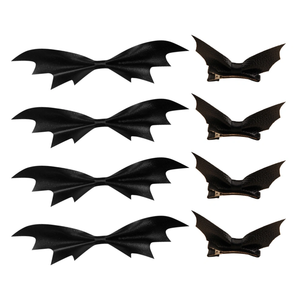 8pcs Halloween Duckbill Hair Clip Leather Bat Wings Barrettes Hair Accessories