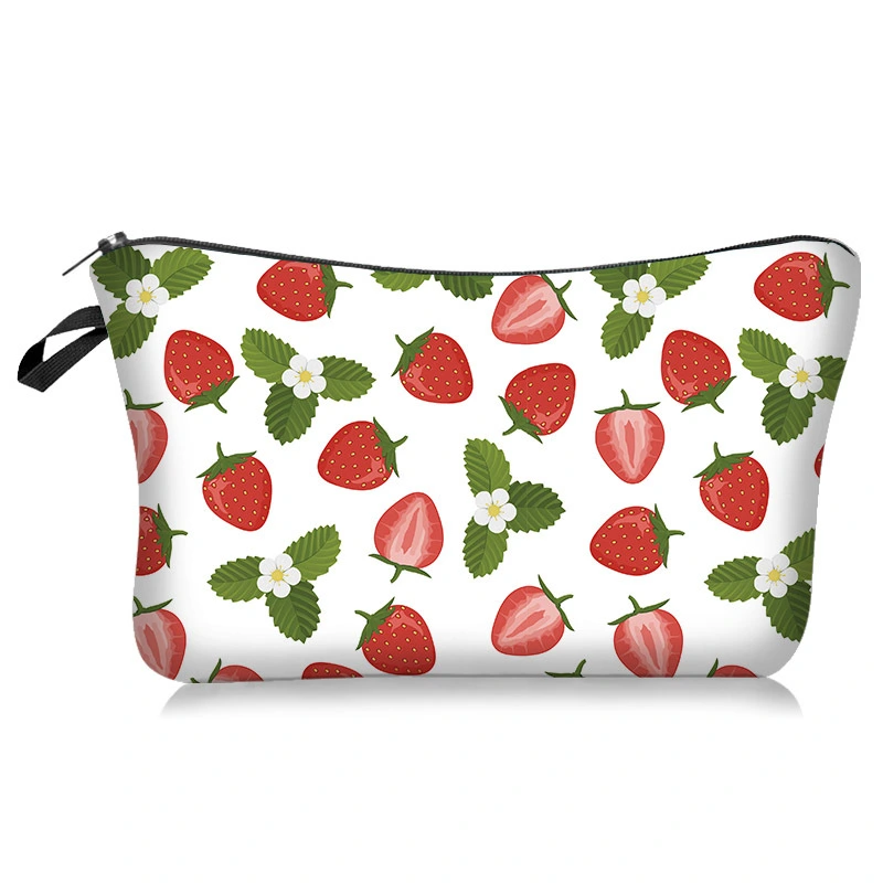 Fruit Strawberry Makeup Bag Handheld Storage Toiletry Bag Personal Portable Travel Makeup Bag