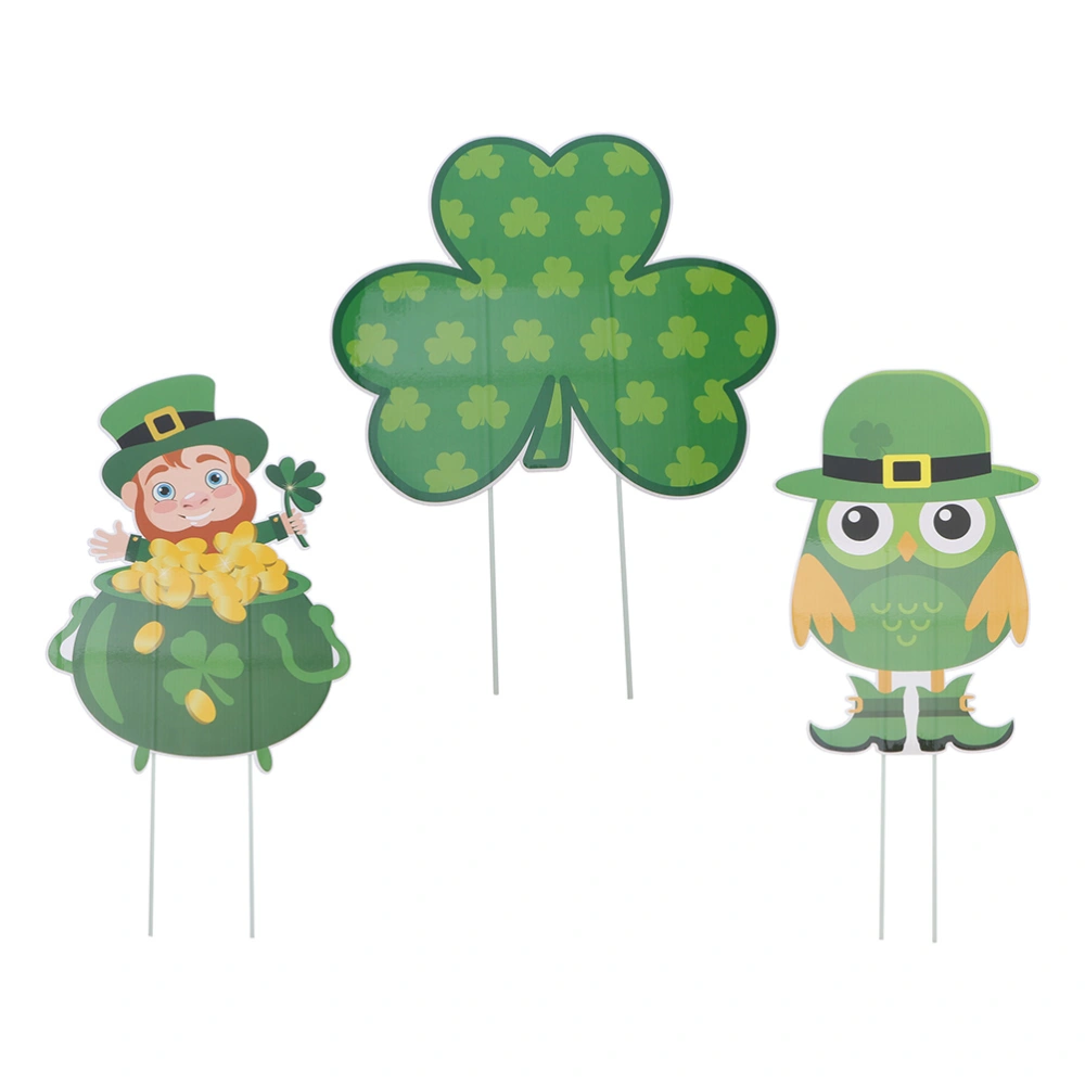 3pcs Practical St. Patrick's Day Yard Stake Decorative Party Garden Signs