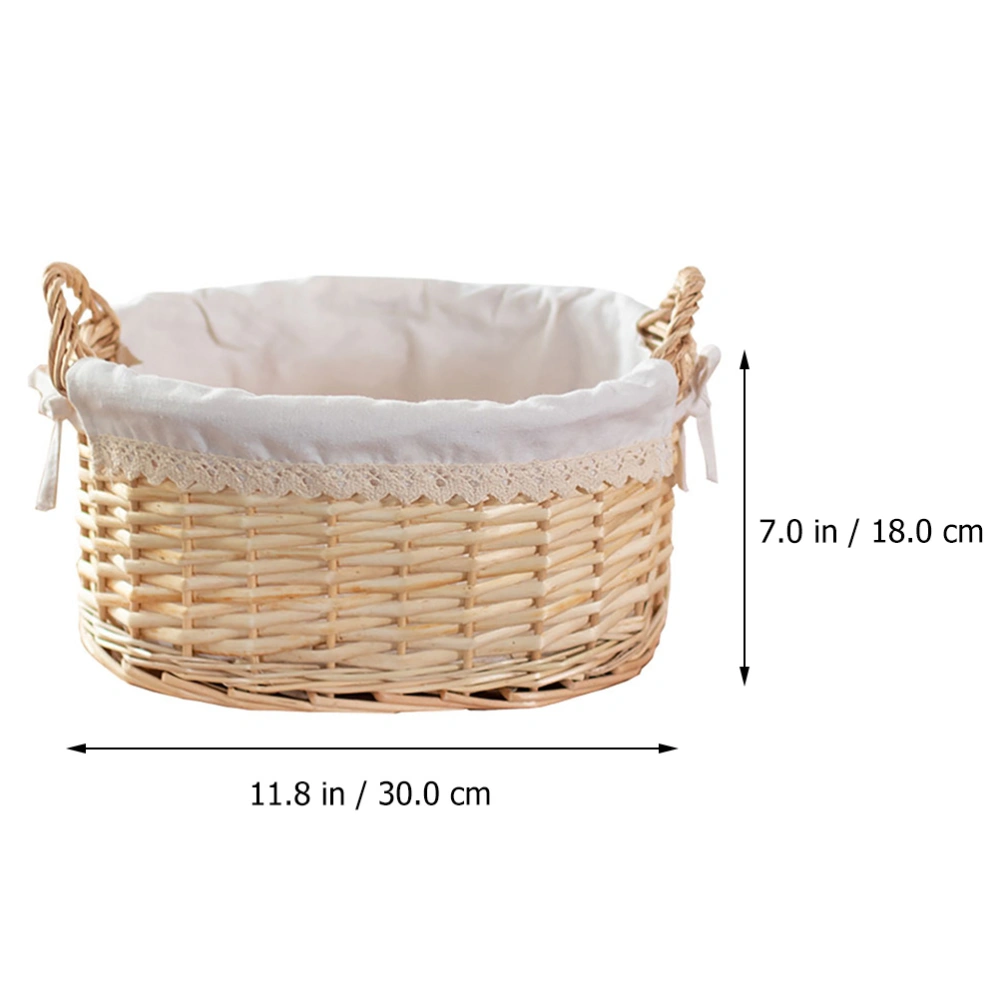 1 Pc Bedroom Storage Holder Study Desktop Woven Storage Basket (Beige)