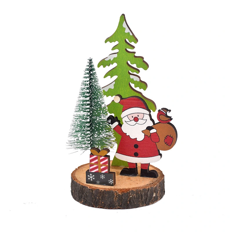 Christmas Wooden Crafts Table Centerpiece Christmas Santa Clause Wood Decoration for Home