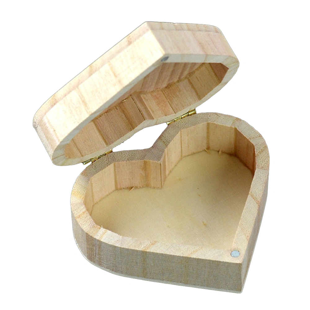 Wooden Storage Box Heart Shaped Jewelry Sundries Case Organizer Gift Box