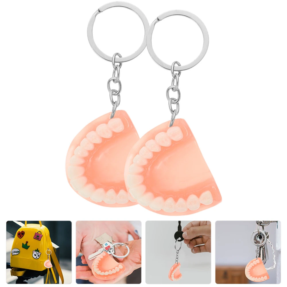 2pcs Funny Keychains  Tooth Keychains Hanging Ornament Halloween Party Favors