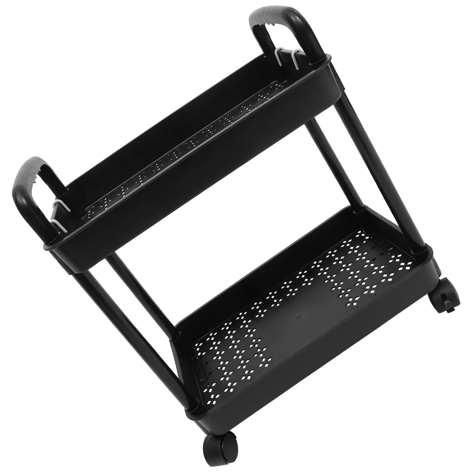 Rolling Cart Storage Trolley On Wheels 2-Tier Cart On Wheels for Kitchen Bathroom Laundry Room