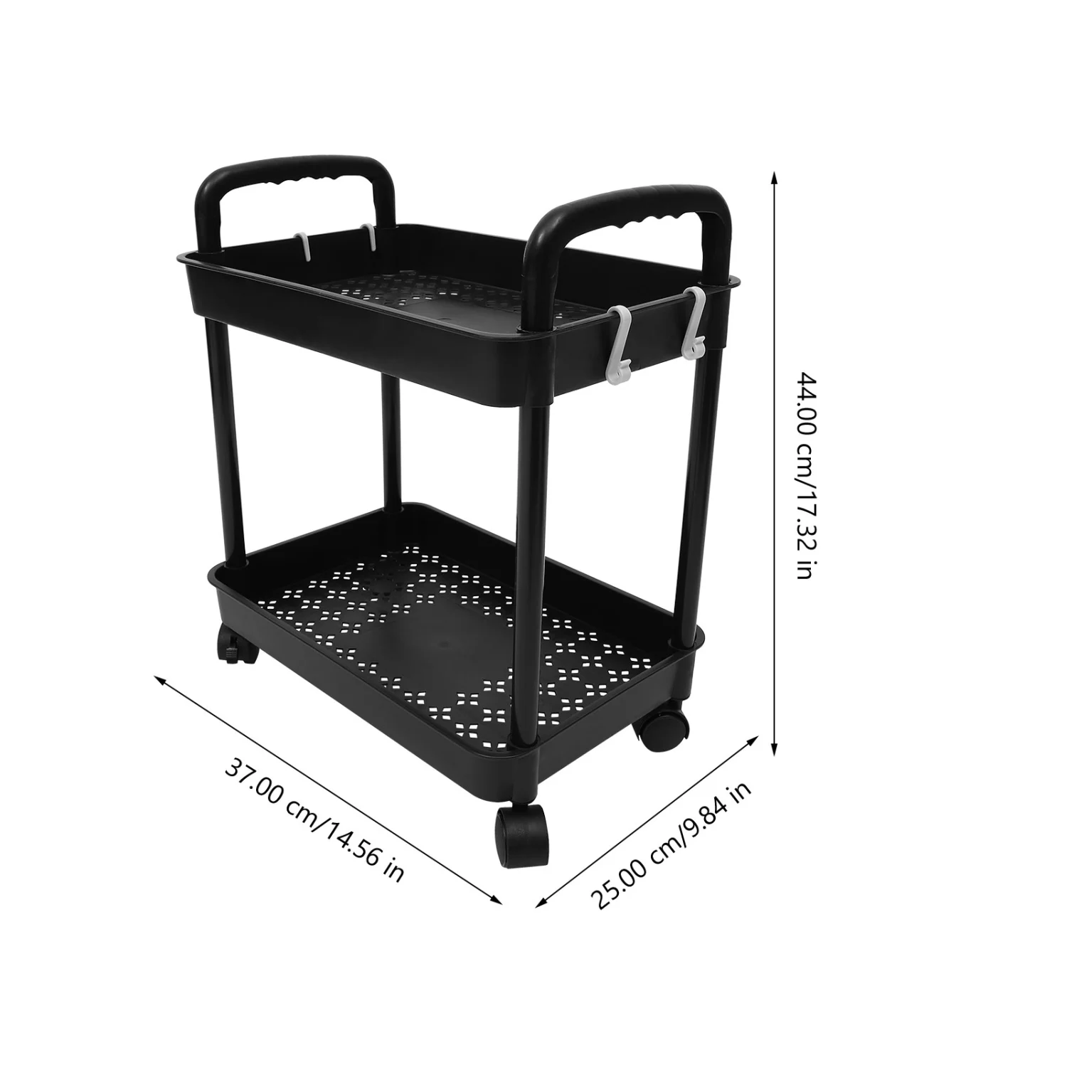 Rolling Cart Storage Trolley On Wheels 2-Tier Cart On Wheels for Kitchen Bathroom Laundry Room