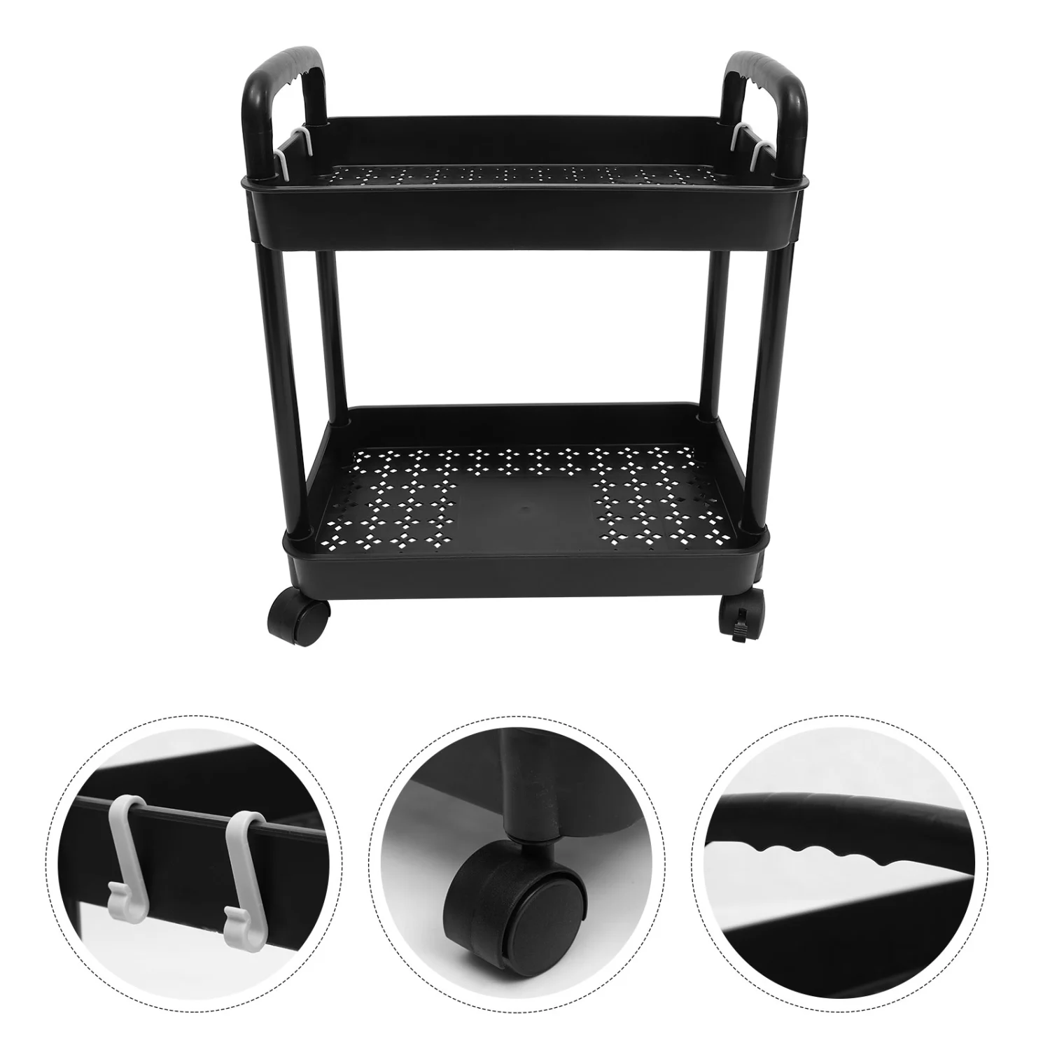 Rolling Cart Storage Trolley On Wheels 2-Tier Cart On Wheels for Kitchen Bathroom Laundry Room