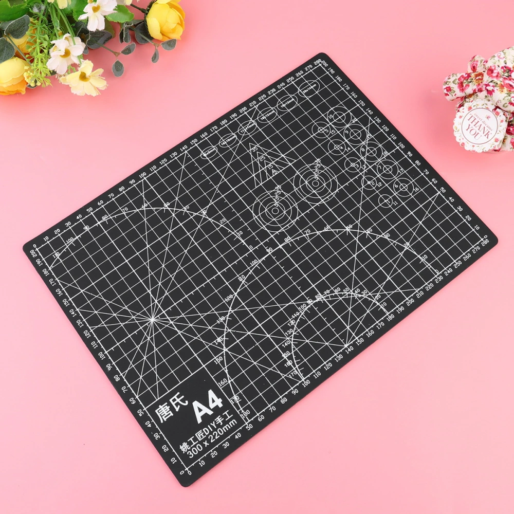 2 Pcs Handmade DIY Self Healing Double Sided Durable Non-Slip Cutting Mat A4 Cutting Board Paper Cut Board for Students (Black)