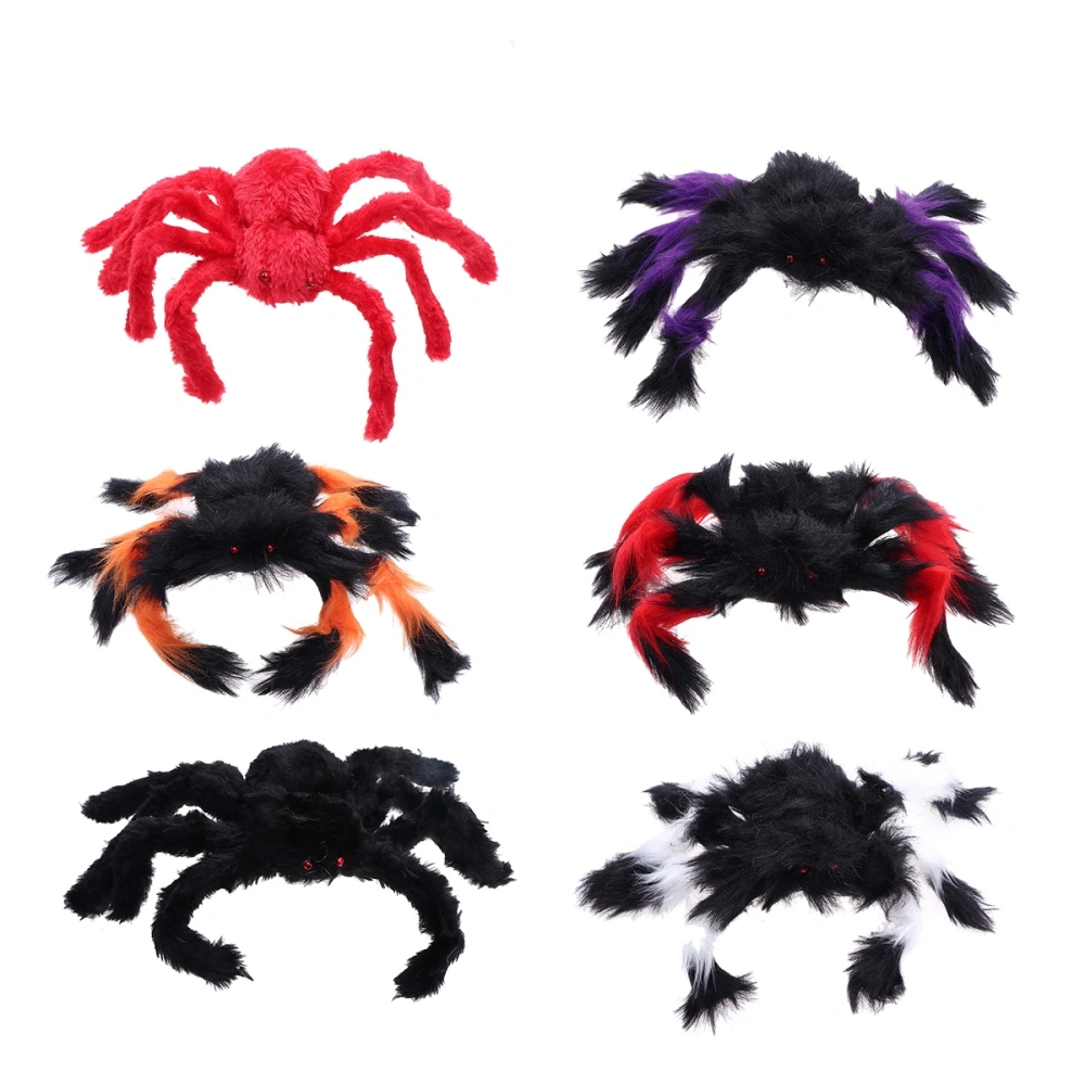 6pcs Halloween Simulation Spiders Prank Joking Funny Gadgets Horror Decor for Carnivals Costume Ball Party Props