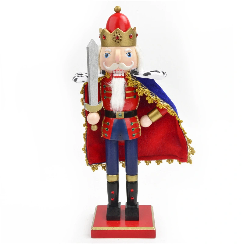 Wooden Cartoon Nutcracker Statue Household Christmas Decoration Xmas Nutcracker Ornament