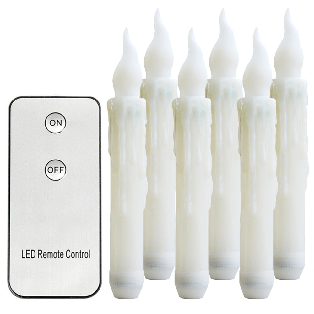 6Pcs Plastic Candle Lamp LED Candle Long Pole Candle Light