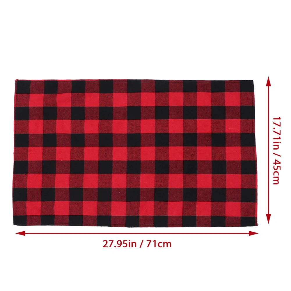 4pcs Checkered Pattern Dish-washing Towels Household Cleaning Cloths (Red)