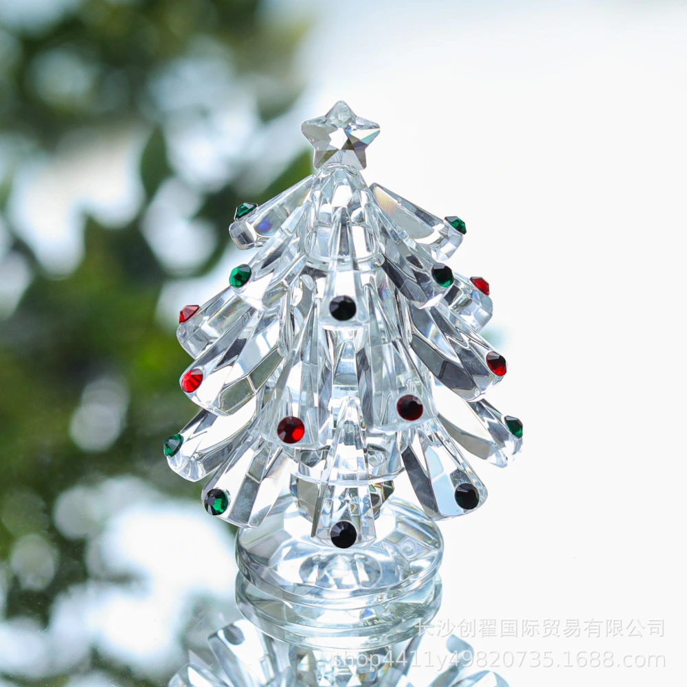 Christmas Tree Figurine Glass Christmas Tree Statue Christmas Tree Desktop Decoration