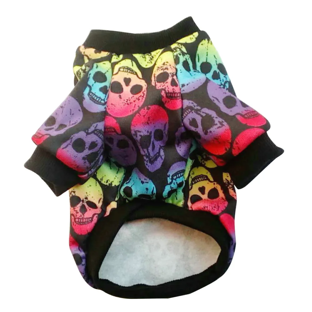 1Pc Halloween Pet Costume Funny Skull Head Printing Dog Sweater Pet Supplies