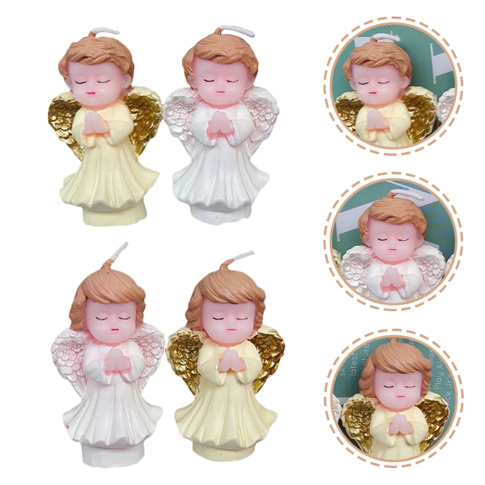 4pcs Kids Angel Candles Decorative Cake Candles Birthday Party Cake Supplies