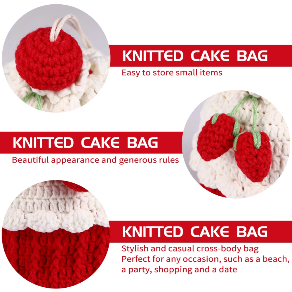 1PC Hand-knitted Cake Pouch Cross Body Wool Purse Portable Women Change Pocket