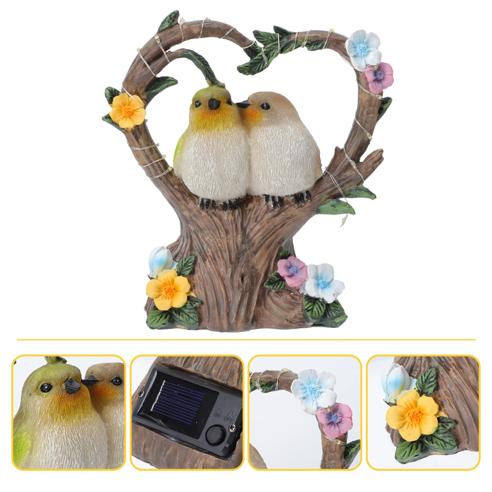 1Pc Outdoor Solar Light Decor Resin Couple Birds Shaped Light Garden Lawn Decor